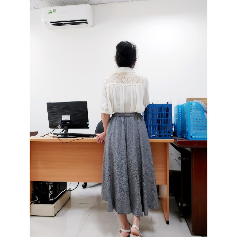 Áo sơ mi voan xếp li phối ren 10922