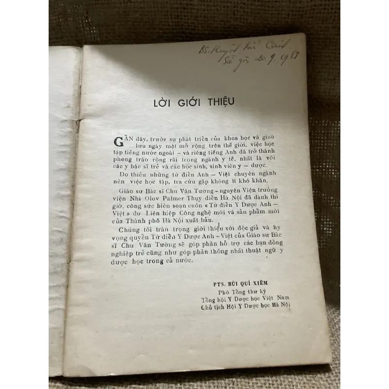 TỪ ĐIỂN Y HỌC ANH VIỆT - GS CHU VĂN TƯỞNG  799000