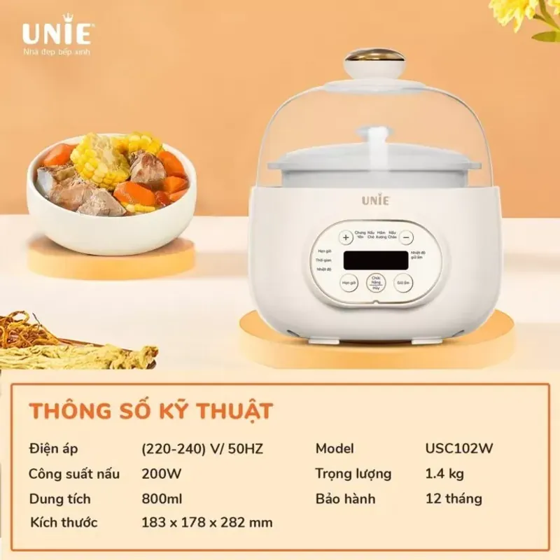 Nồi nấu chậm UNIE USC102W hẹn giờ 12 tiếng 785593
