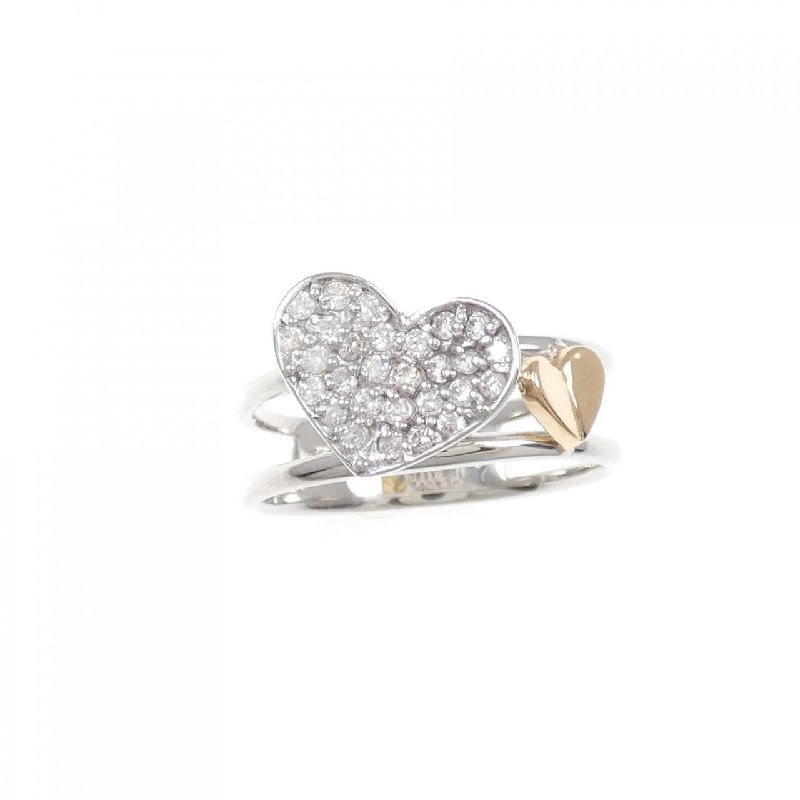 Nhẫn kim cương pavé hình trái tim K18WG/K18PG 0.25CT 672731