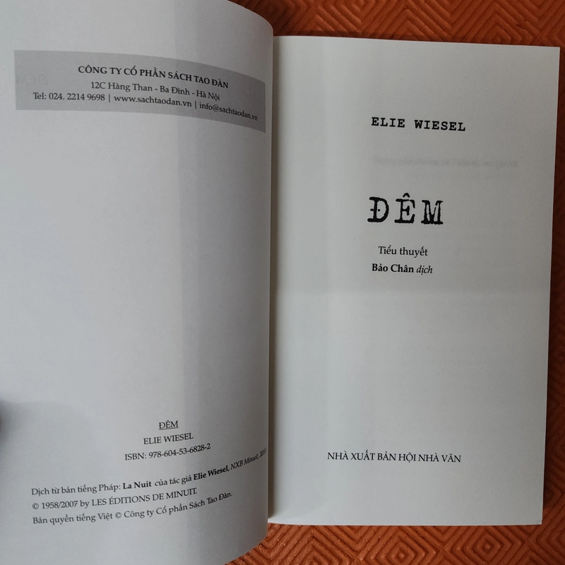 Sách Đêm của Elie Wiesel mới 95% 527329