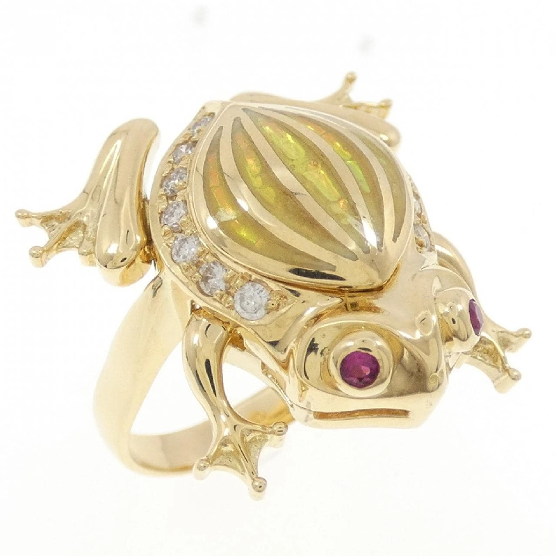 Nhẫn đá màu ếch K18YG/K18WG 666755