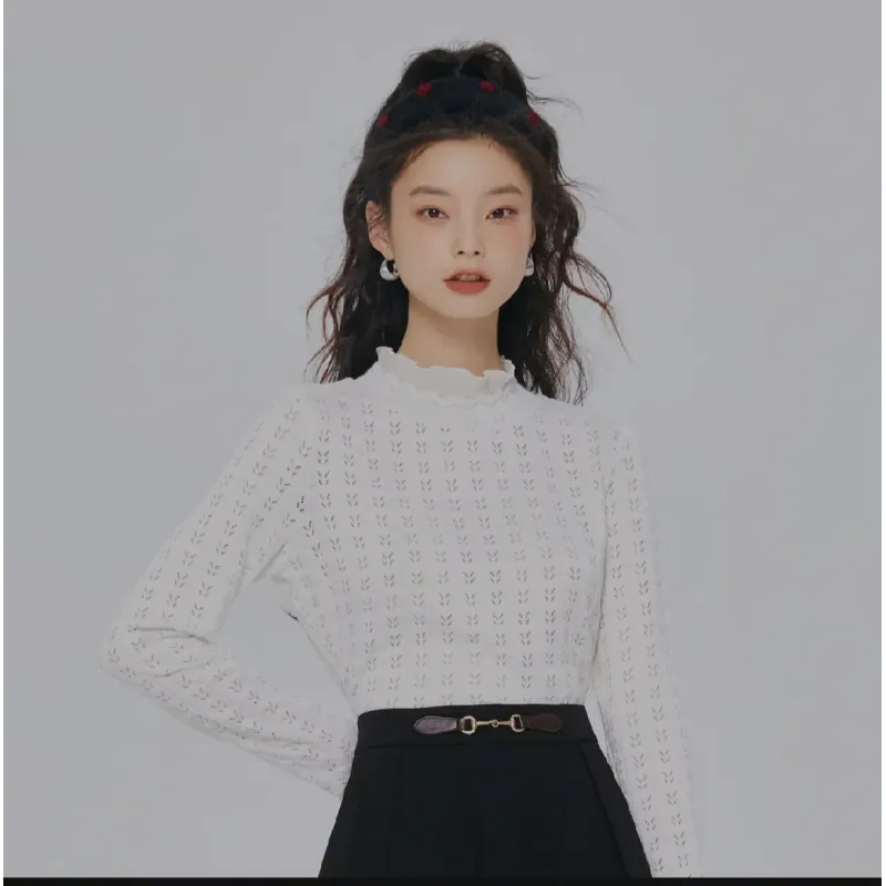 Semir Áo Thun Dài Tay Áo Chui Đầu Ren Thiết Kế Cho Nữ Áo Thun Dệt Kim 791327