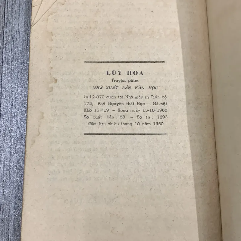 Luỹ hoa - nguyễn huy tưởng. 1960. 6b2 718622