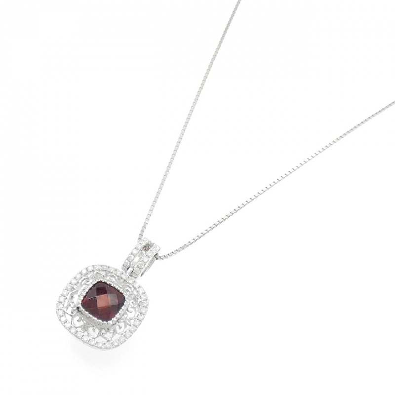 K18WG Đá Garnet Dây Chuyền - Hàng hiệu Chính hãng 857116