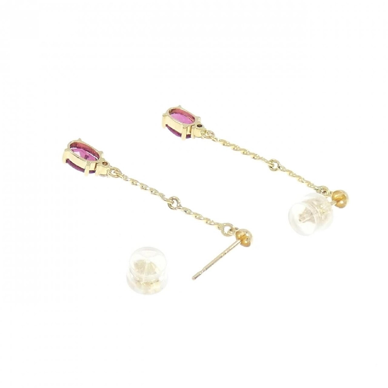 K18YG Đá Tourmaline Rubelite Bông Tai - Hàng hiệu Chính hãng 877158