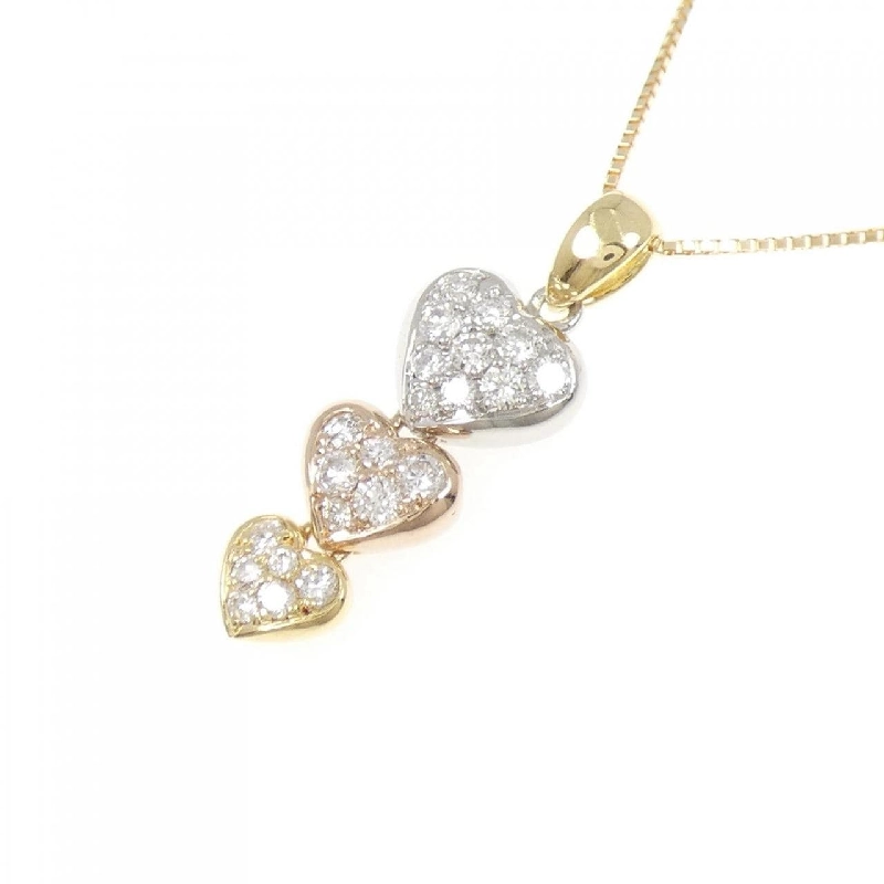 K18YG/PT900/K18PG Dây chuyền kim cương hình trái tim 0.47CT - Hàng hiệu Authentic 859293