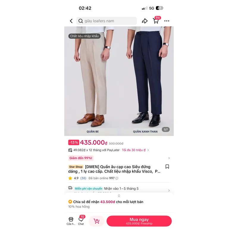 Quần Tây nam màu be và xanh than kiểu dáng lịch sự, chất liệu nhập khẩu 1032377
