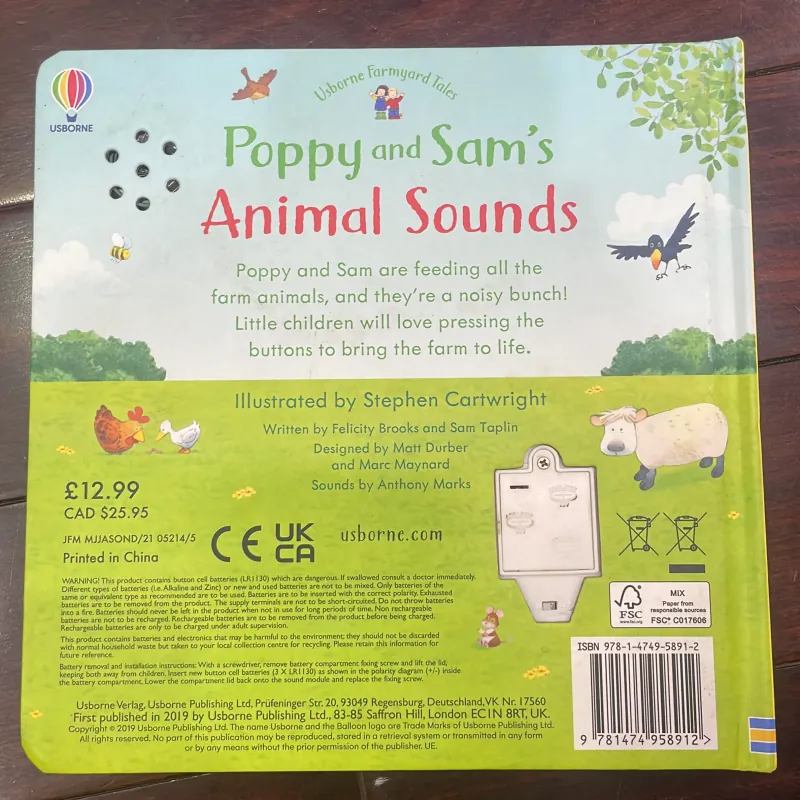 NGOẠI VĂN TIẾNG ANH TRẺ EM : POPPY AND SAM’s Animal Sounds - Usborne Farmyard Tales  1028024