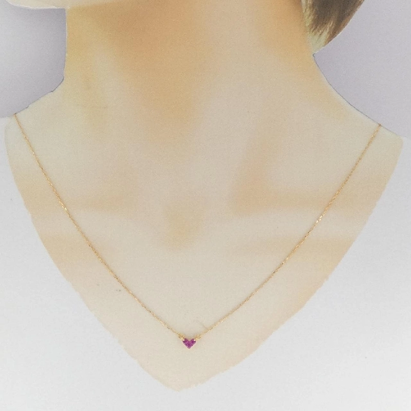 K18YG Dây chuyền trái tim ruby 0.26CT - Hàng hiệu Chính hãng 861705
