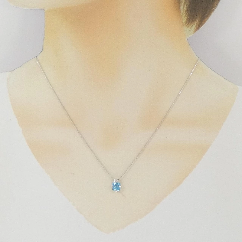 K18WG Blue Topaz Necklace - Hàng hiệu Authentic 860549