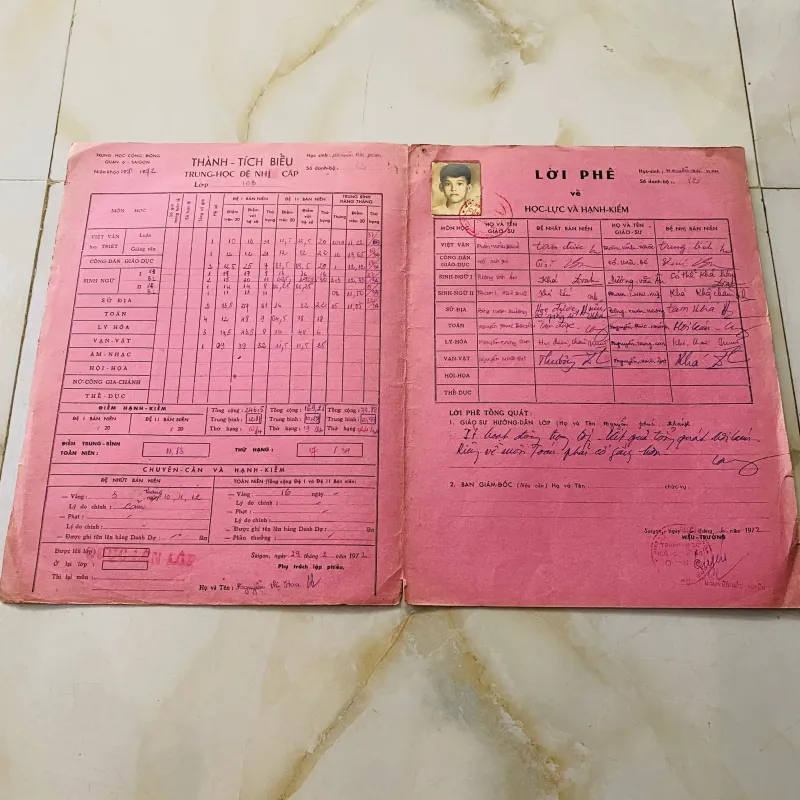 Bộ thành tích biểu xưa của nam sinh trường Trung học cộng đồng quận 6 Sài Gòn  1013235
