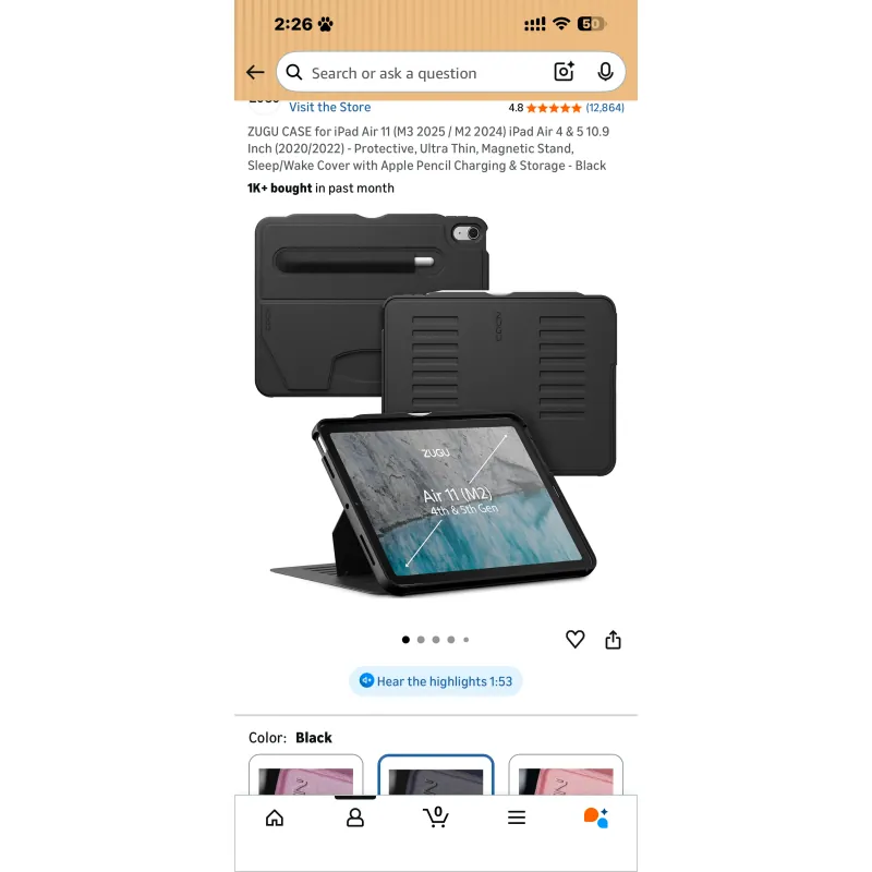 Case IPad Air Zugu chính hãng xách tay hàng Mỹ (có hình sản phẩm trên Amazon) 934414