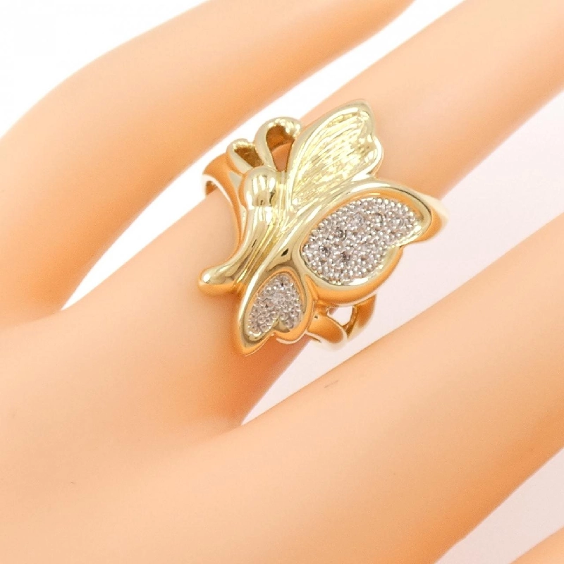 Nhẫn kim cương bướm K18YG/PT900 0.05CT 672966