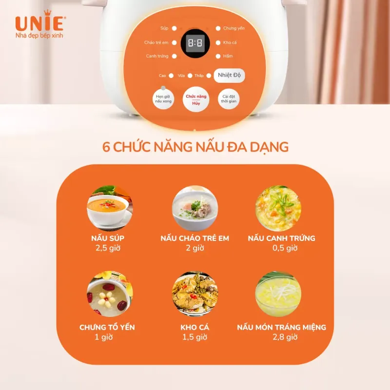 🔥 NỒI NẤU CHẬM UNIE USC10W 1L – LÒNG GỐM CERAMIC, 6 CHẾ ĐỘ NẤU, NHÀN TÊNH MỖI BỮA 🍲 798092