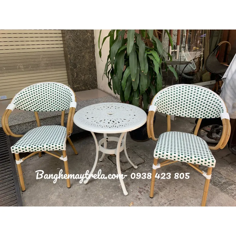 Ghế cafe nhựa giả mây khung nhôm 589056