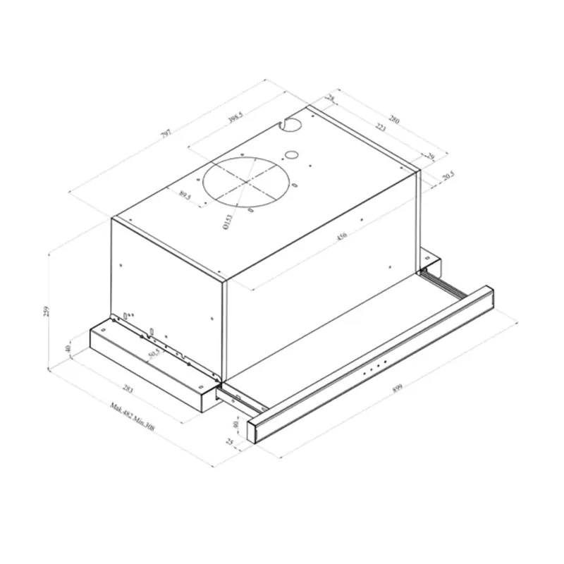 Máy Hút Mùi Âm Tủ 3AF3-942X Mặt Kính Đen Viền Inox - Điểm Nhấn Hiện Đại Cho Tủ Bếp Lớn! 591914