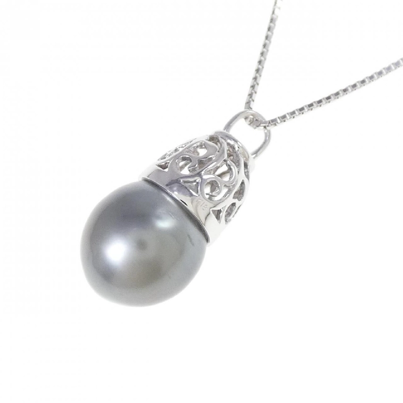 K18WG Ngọc trai đen dây chuyền 9.4mm - Hàng hiệu Chính hãng 861046