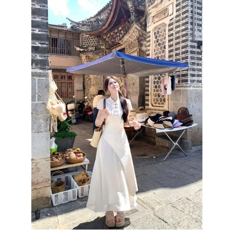 Đầm nữ cổ điển nhẹ nhàng phối túi xách hợp đi chơi, dạo phố 792589