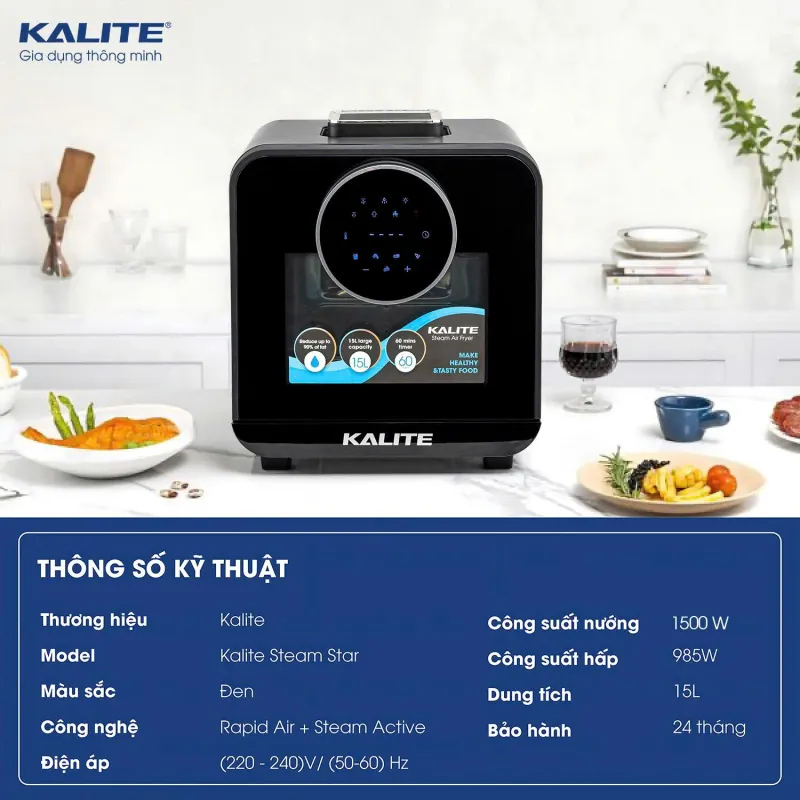 Nồi chiên hơi nước KALITE STEAM STAR 15 lít, đa năng 585345