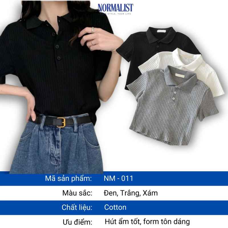 Áo Polo nữ Normalist co giãn bền form, chất coton mềm mại thoáng da 315937