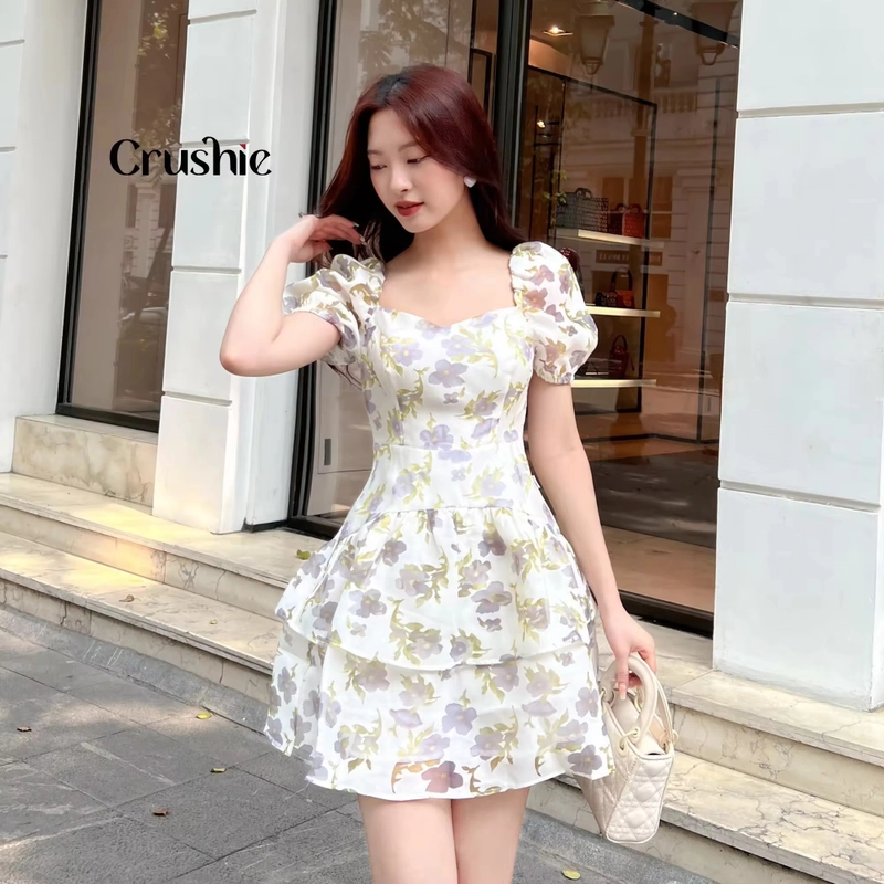 Đầm nữ thiết kế Crushie váy xòe tay bồng cổ vuông cách điệu Mina dress 462461