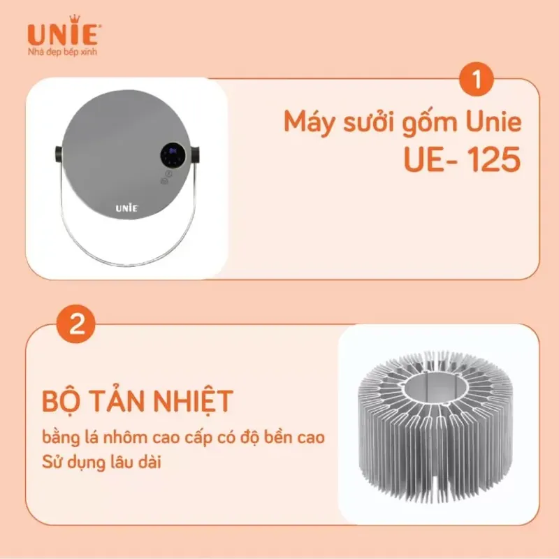 Máy sưởi gốm UNIE UE-125 nhỏ gọn màu đen chính hãng mới 100% 593084