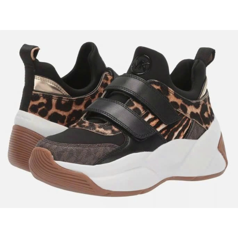 Giày thể thao đế xuồng Michael Kors Keeley Trainer Dark Camel Leopard & Zebra  508581