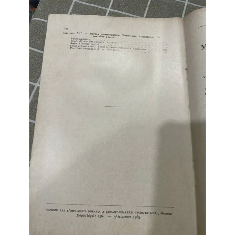 SÁCH TOÁN TIẾNG PHÁP EXERCICES D'ANALYSE 1-2, SÁCH KHỔ LỚN 556899