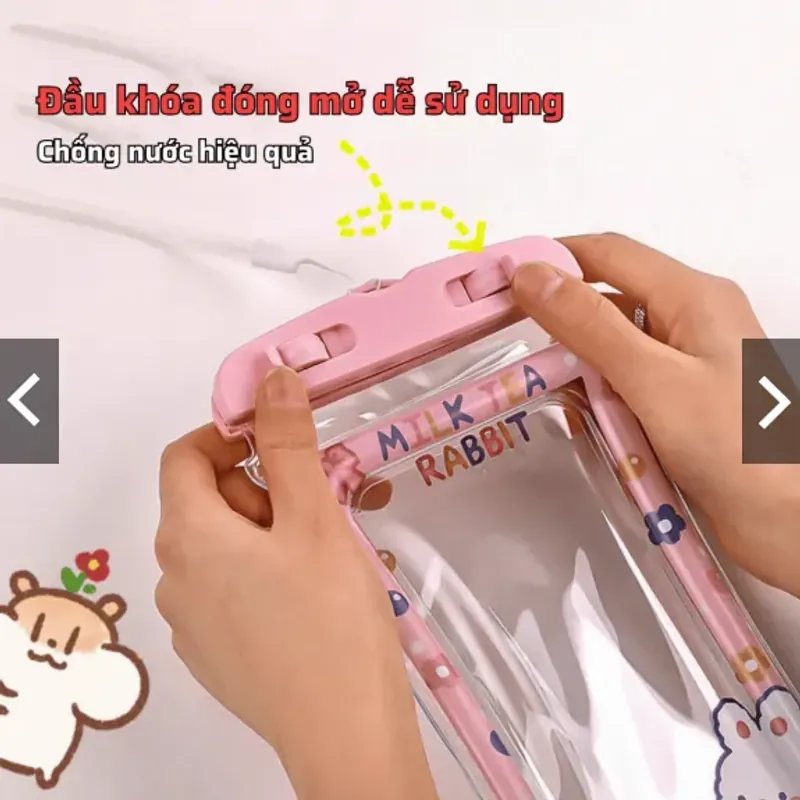 Túi Đựng ĐiệnThoại CHỐNG NƯỚC Viền Phao Hoạt Hình Kèm Dây Đeo 1013698