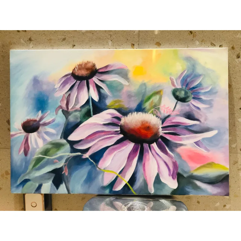 Tranh acrylic hoa cúc tím 759729