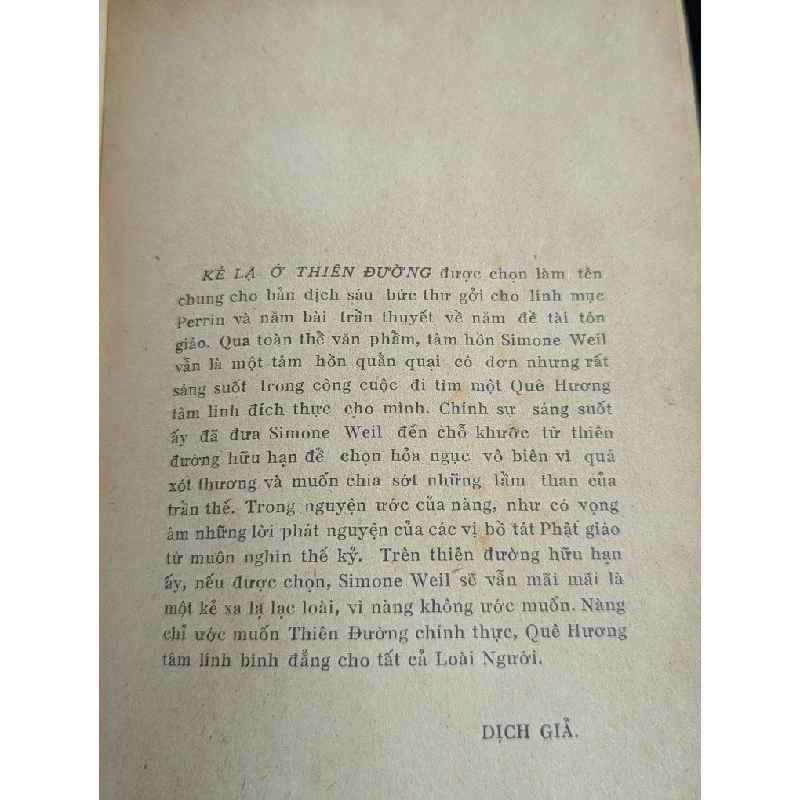kẻ lạ ở thiên đường - Simone Weil ( bản dịch Phùng Thăng ) 740223