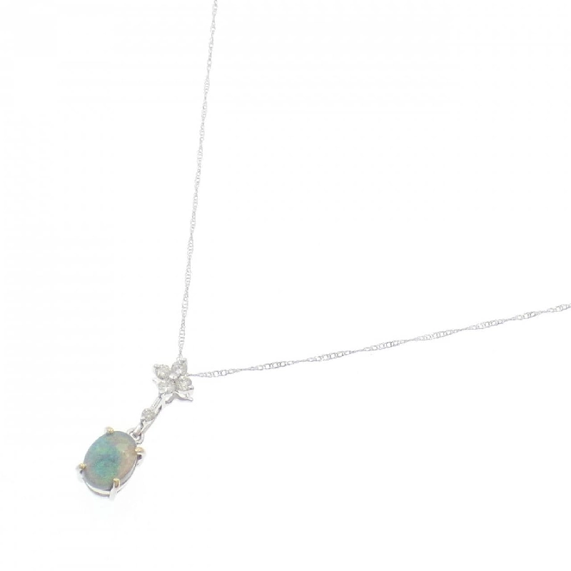 K18WG Mặt dây chuyền opal đen 0.64CT - Hàng hiệu Chính hãng 858077
