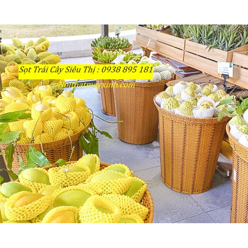Giỏ mây trưng bày trái cây siêu thị cao 60 674842