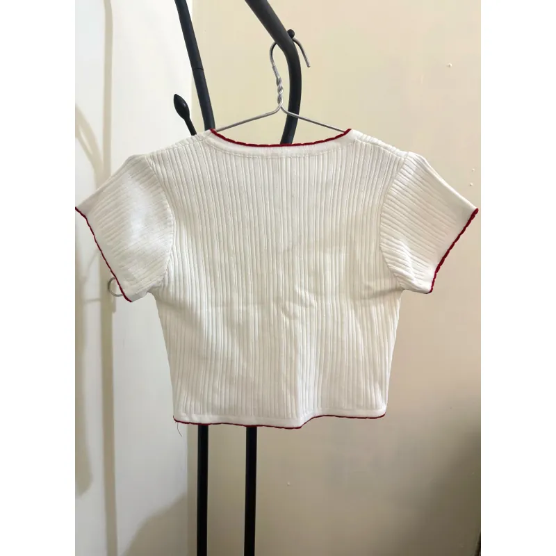 Áo len croptop nữ cổ chữ V (new còn tag) 791305