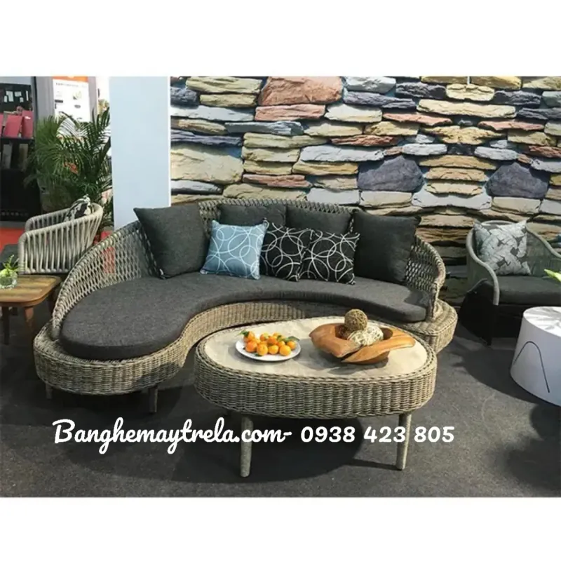 Ghế sofa ngoài trời mây nhựa 735478