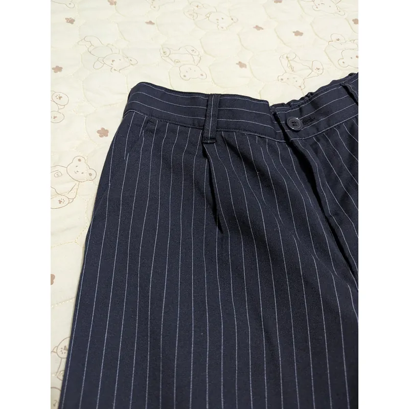 Quần tây ống rộng màu xanh than đậm kẻ sọc 98% 605639