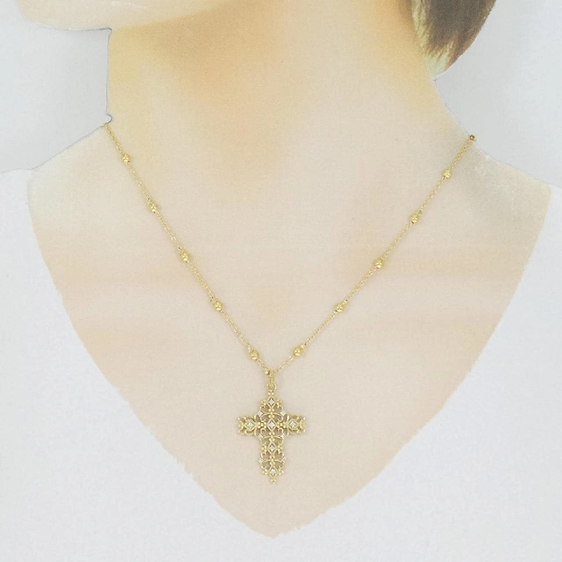 K18YG Dây chuyền kim cương hình chữ thập - Hàng hiệu Authentic 863041