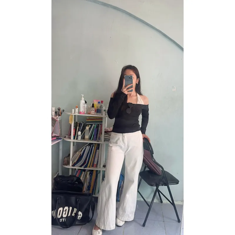 Quần ống rộng cao cạp dễ thương phối nhiều áo thời trang 1007150