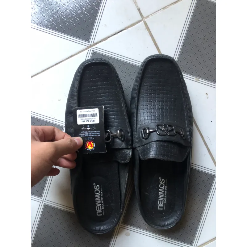 Giày lười nam đế thấp chất liệu da nhân tạo màu đen 714327