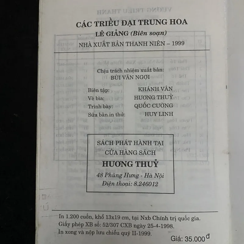Các Triều Đại Trung Hoa.  -Biên soạn: Lê Giảng 1029050