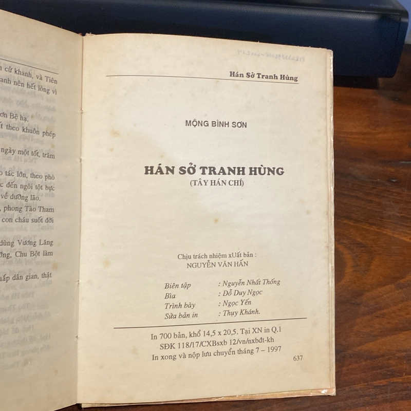 HÁN SỞ TRANH HÙNG, BẢN BÌA CỨNG, XUẤT BẢN NĂM 1997 472724
