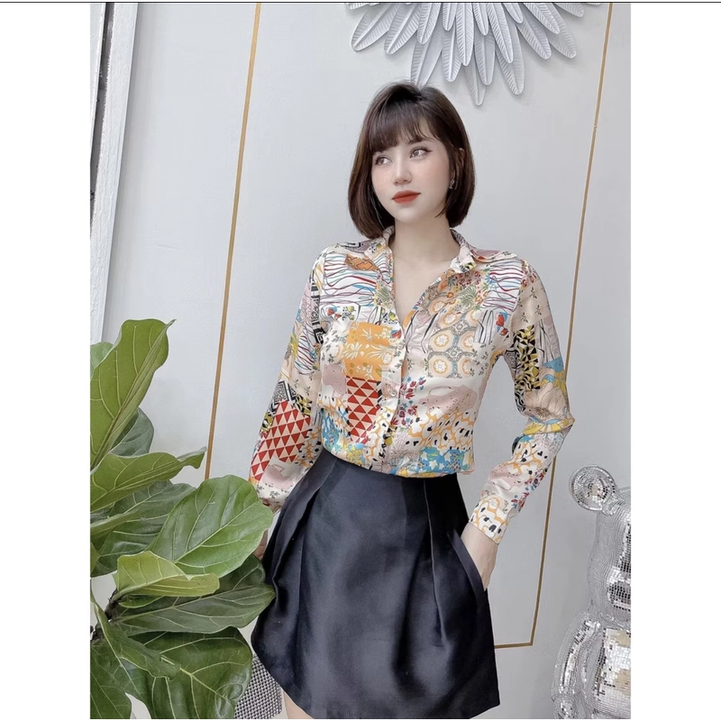 Áo sơ mi hoạ tiết size L đã mặc 2 lần 325223