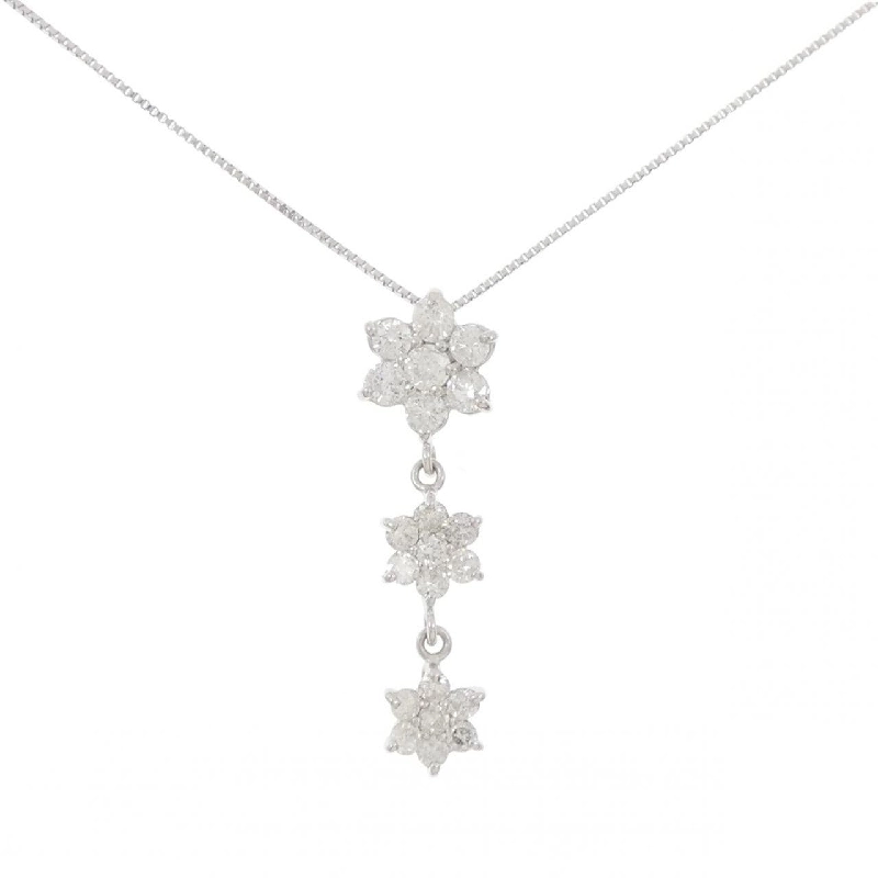 K18WG Hoa Đá Kim Cương Dây Chuyền 0.81CT - Hàng hiệu Chính hãng 860574