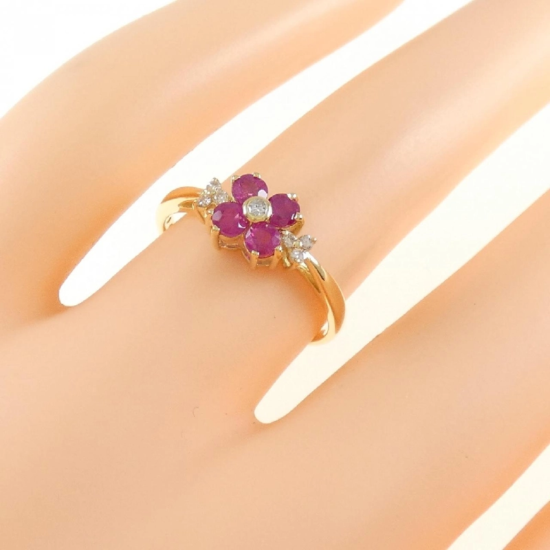 Nhẫn ruby K18YG hoa 0.50CT 670868
