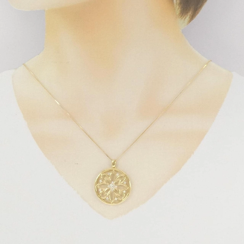 K18YG Hoa Nhẫn Kim Cương Dây Chuyền 0.25CT - Hàng hiệu Chính hãng 862142