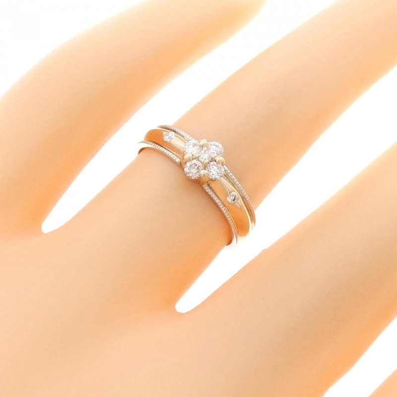 Nhẫn kim cương hoa K18PG/PT900 0.21CT 672495