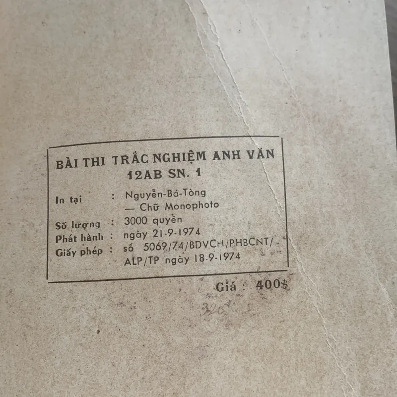 Bài thi trắc nghiệm Anh văn 12AB, Sinh ngữ 1 735440