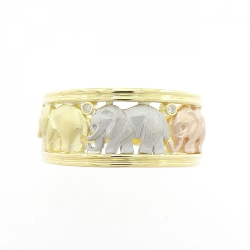 Nhẫn kim cương voi K18YG/PT900/K18PG 0.01CT 668258