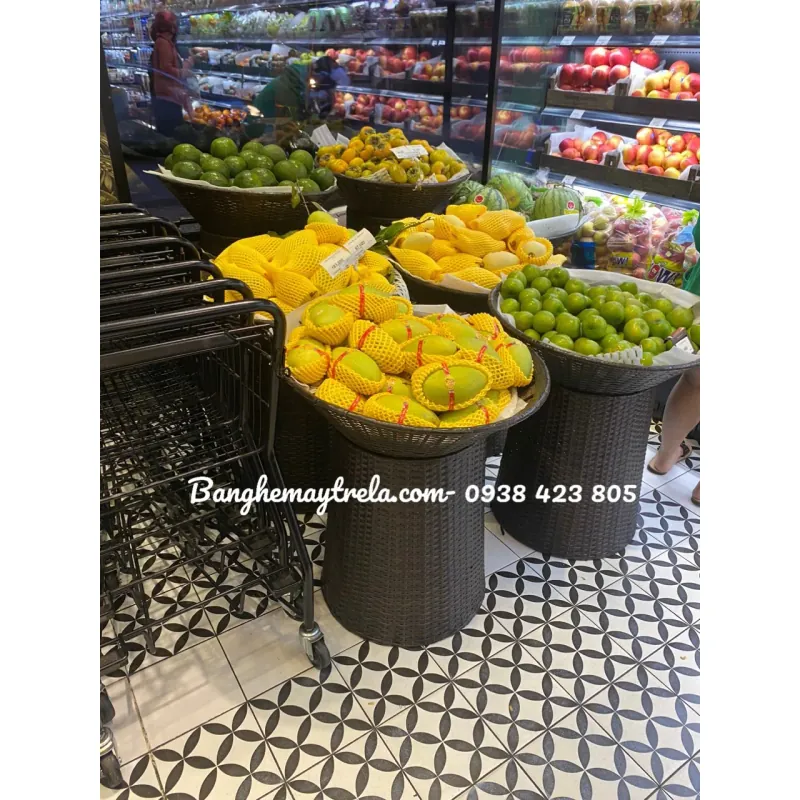 Bộ khay trưng trái cây siêu thị nhựa giả mây 674221